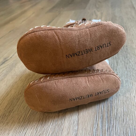 Stuart Weitzman Baby Moccasin Boots Infant Size 3 Buckle Sherpa! - Picture 2 of 5